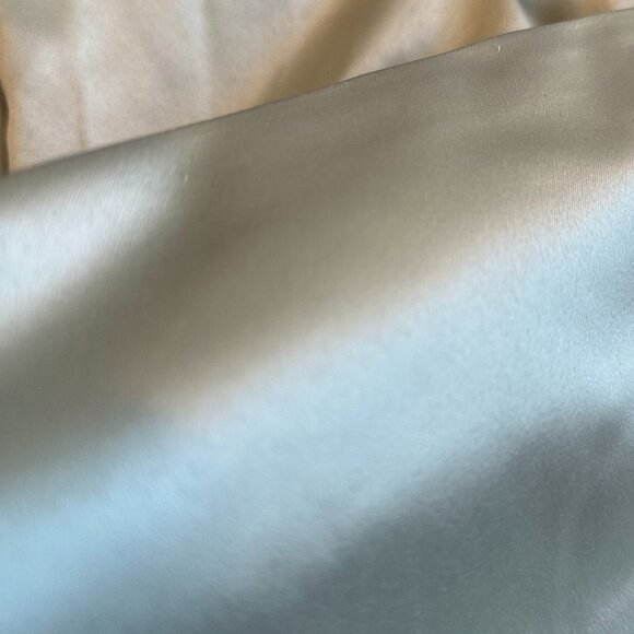 BHLDN Anthropologie Strapless Green Satin Dress Ruched Knee Length Size Med NWT - Picture 12 of 13